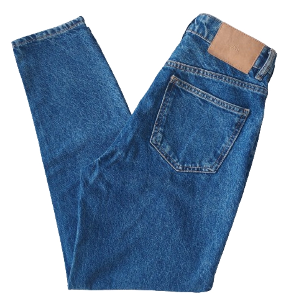 Zara High Rise Tapered Denim Jeans Size 4